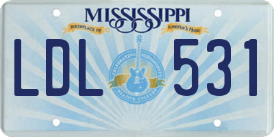 MS license plate LDL531