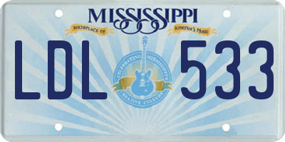 MS license plate LDL533