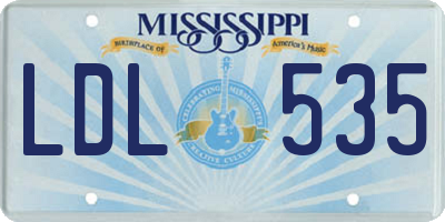 MS license plate LDL535