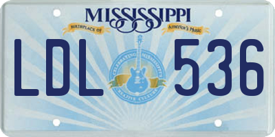 MS license plate LDL536