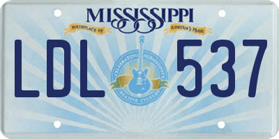 MS license plate LDL537