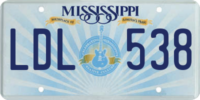 MS license plate LDL538