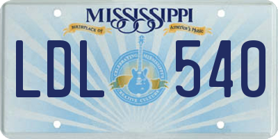 MS license plate LDL540