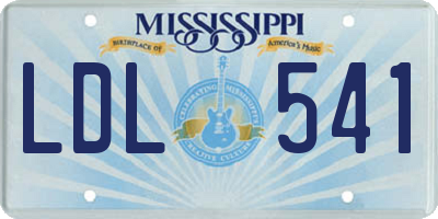 MS license plate LDL541