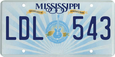 MS license plate LDL543