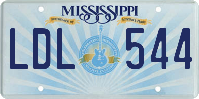 MS license plate LDL544