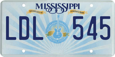 MS license plate LDL545