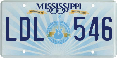 MS license plate LDL546