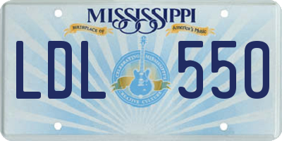 MS license plate LDL550