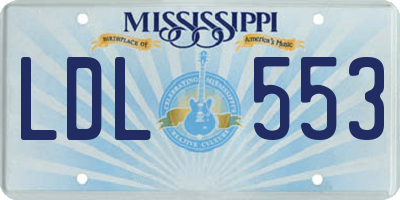 MS license plate LDL553