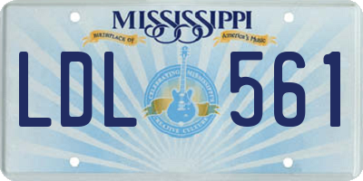 MS license plate LDL561