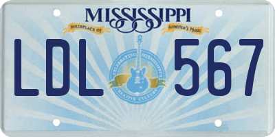 MS license plate LDL567