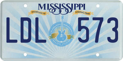 MS license plate LDL573