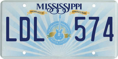 MS license plate LDL574