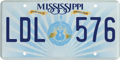 MS license plate LDL576