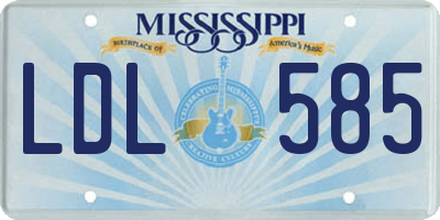 MS license plate LDL585
