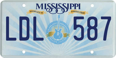 MS license plate LDL587