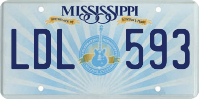 MS license plate LDL593