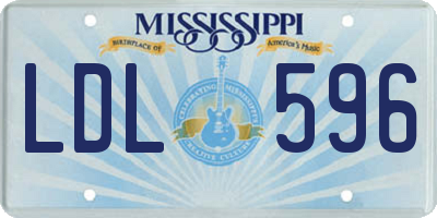 MS license plate LDL596