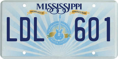 MS license plate LDL601