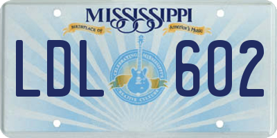 MS license plate LDL602