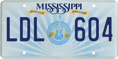 MS license plate LDL604