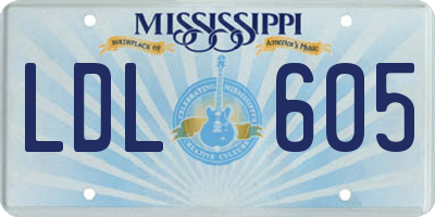 MS license plate LDL605