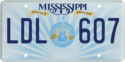 MS license plate LDL607