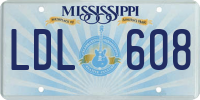 MS license plate LDL608