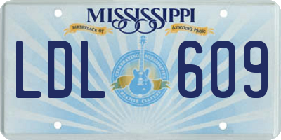 MS license plate LDL609