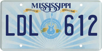 MS license plate LDL612