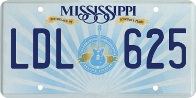 MS license plate LDL625