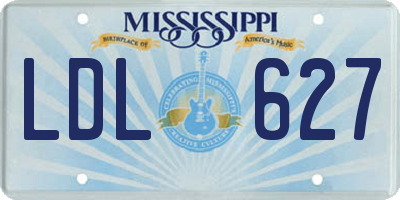 MS license plate LDL627