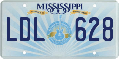 MS license plate LDL628
