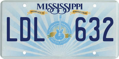 MS license plate LDL632