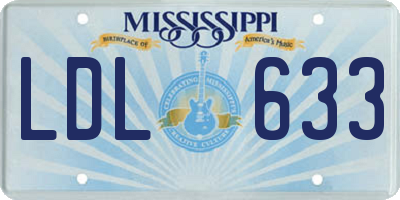 MS license plate LDL633