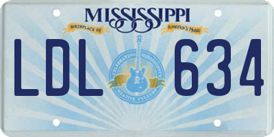 MS license plate LDL634