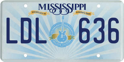 MS license plate LDL636