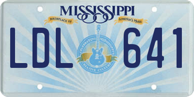MS license plate LDL641