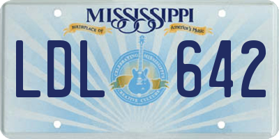 MS license plate LDL642