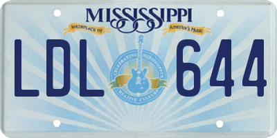 MS license plate LDL644