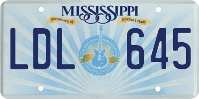 MS license plate LDL645