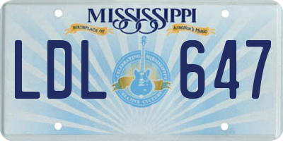 MS license plate LDL647