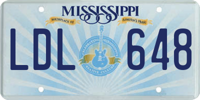 MS license plate LDL648
