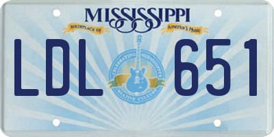 MS license plate LDL651