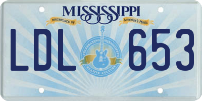 MS license plate LDL653