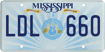 MS license plate LDL660