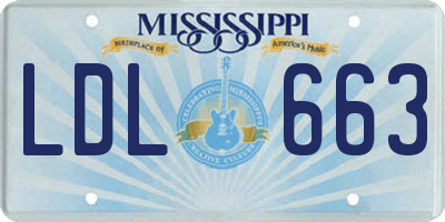 MS license plate LDL663
