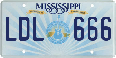MS license plate LDL666