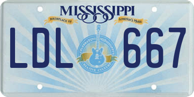 MS license plate LDL667